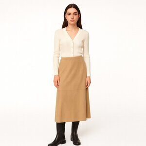Vintage Finity Faux Suede Midi Skirt Camel Tan XL – Y2K Quiet Luxury Minimalist